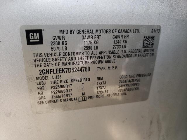 Photo 10 from auction – 2013 CHEVROLET EQUINOX LT with VIN 2GNFLEEK7D6244760