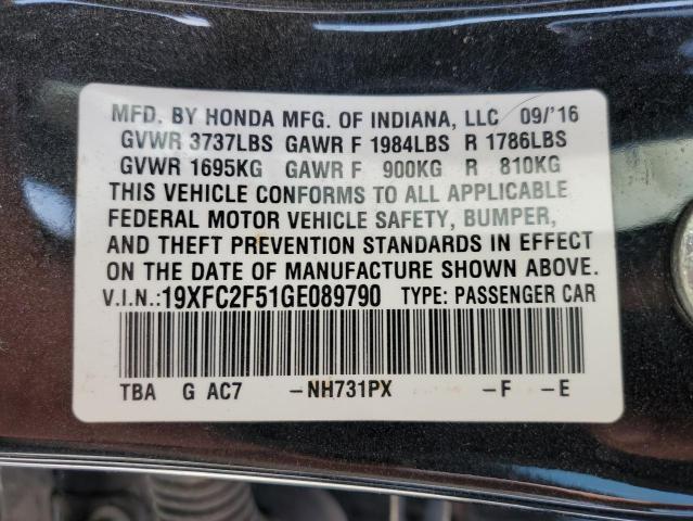 Photo 10 from auction – 2016 HONDA CIVIC LX with VIN 19XFC2F51GE089790