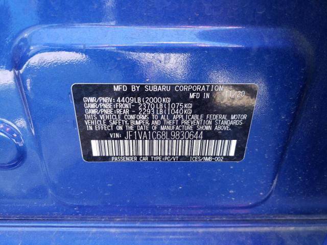 Photo 10 from auction – 2020 SUBARU WRX PREMIU with VIN JF1VA1C68L9830644