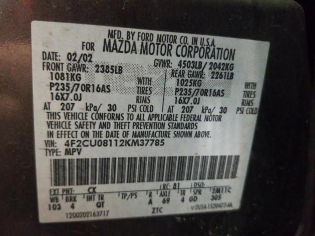 Photo 10 from auction – 2002 MAZDA TRIBUTE LX with VIN 4F2CU08112KM37785