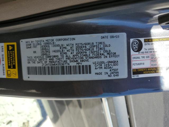 Photo 10 from auction – 2004 LEXUS LX 470 with VIN JTJHT00W643536774