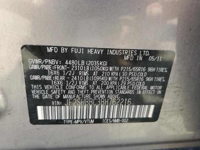 Photo 10 from auction – 2011 SUBARU FORESTER 2 with VIN JF2SHBBC3BH762216