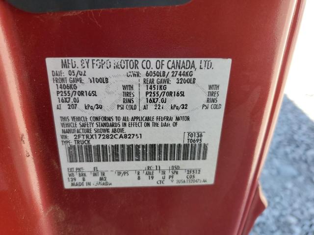 Photo 10 from auction – 2002 FORD F150 with VIN 2FTRX17282CA82751