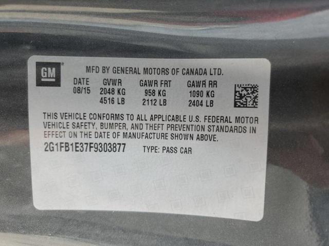 Photo 10 from auction – 2015 CHEVROLET CAMARO LS with VIN 2G1FB1E37F9303877