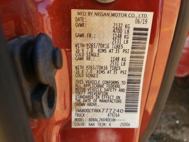 Photo 10 from auction – 2019 NISSAN FRONTIER S with VIN 1N6BD0CT4KN777240