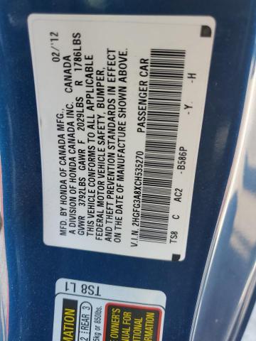 Photo 10 from auction – 2012 HONDA CIVIC EX with VIN 2HGFG3A8XCH535270