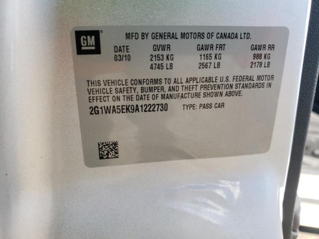 Photo 10 from auction – 2010 CHEVROLET IMPALA LS with VIN 2G1WA5EK9A1222730