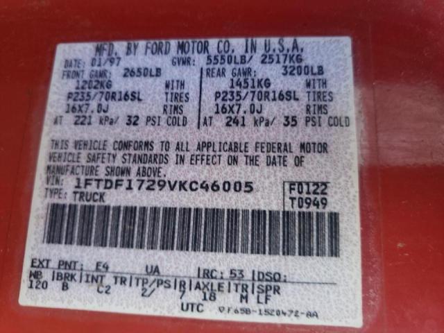 Photo 10 from auction – 1997 FORD F150 with VIN 1FTDF1729VKC46005