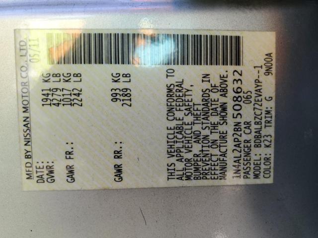 Photo 10 from auction – 2011 NISSAN ALTIMA BAS with VIN 1N4AL2AP2BN508632