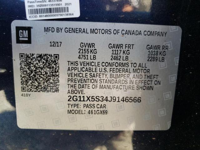 Photo 10 from auction – 2018 CHEVROLET IMPALA LS with VIN 2G11X5S34J9146566