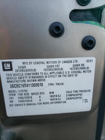 Photo 10 from auction – 2001 CHEVROLET 1500 PICKU with VIN 2GCEC19T411305510