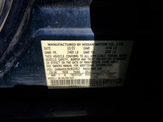 Photo 10 from auction – 2006 NISSAN MAXIMA SE with VIN 1N4BA41E26C815952