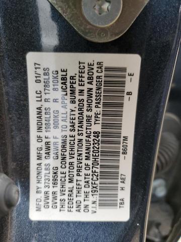 Photo 10 from auction – 2017 HONDA CIVIC EX with VIN 19XFC2F70HE023248