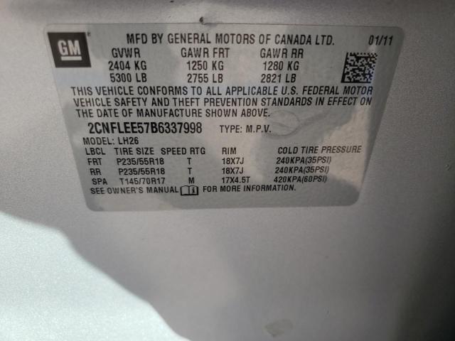 Photo 10 from auction – 2011 CHEVROLET EQUINOX LT with VIN 2CNFLEE57B6337998