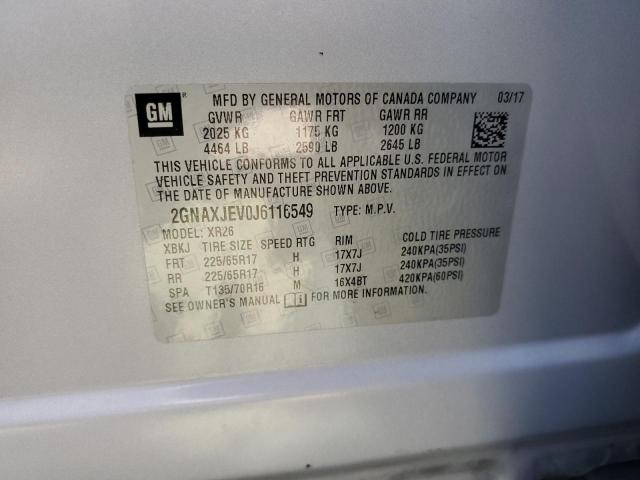 Photo 10 from auction – 2018 CHEVROLET EQUINOX LT with VIN 2GNAXJEV0J6116549