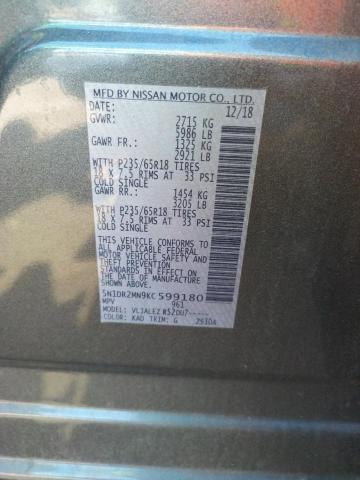 Photo 10 from auction – 2019 NISSAN PATHFINDER with VIN 5N1DR2MN9KC599180