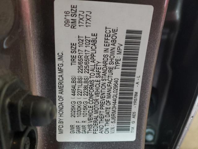 Photo 10 from auction – 2016 HONDA CR-V SE with VIN 5J6RM3H44GL029640