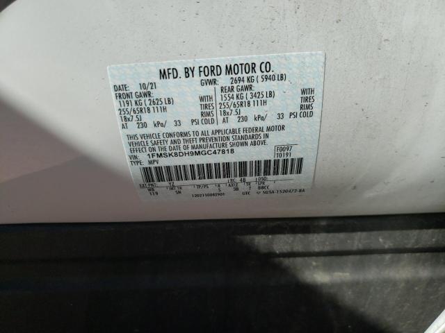 Photo 10 from auction – 2021 FORD EXPLORER X with VIN 1FMSK8DH9MGC47818