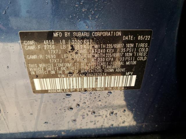 Photo 10 from auction – 2022 SUBARU OUTBACK PR with VIN 4S4BTADC6N3253514