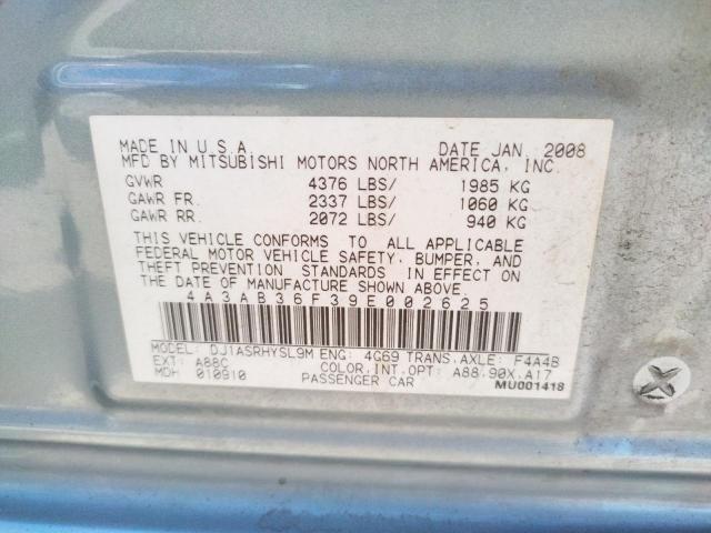 Photo 10 from auction – 2009 MITSUBISHI GALANT ES with VIN 4A3AB36F39E002625
