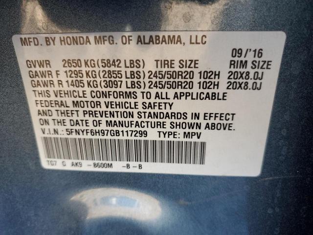 Photo 10 from auction – 2016 HONDA PILOT TOUR with VIN 5FNYF6H97GB117299
