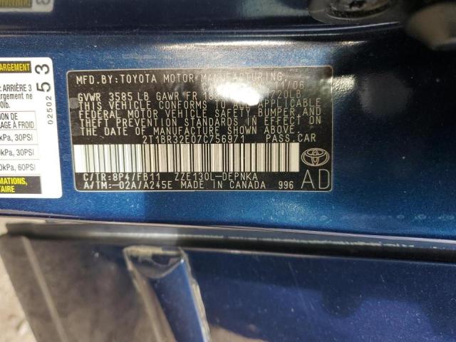 Photo 10 from auction – 2007 TOYOTA COROLLA CE with VIN 2T1BR32E07C756971