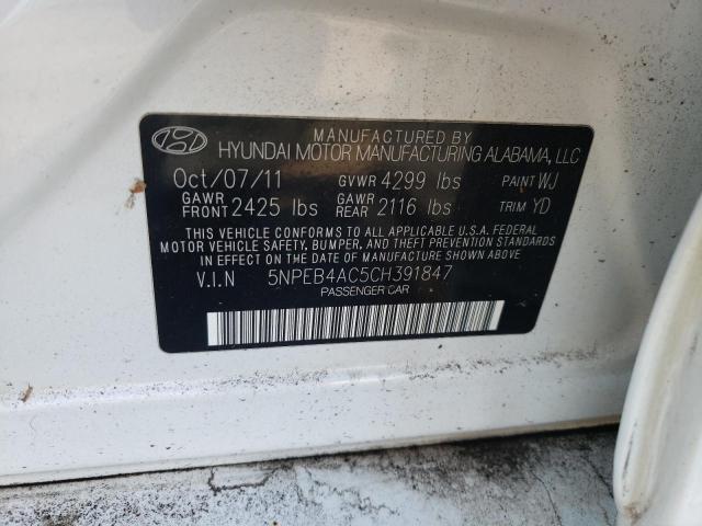 Photo 10 from auction – 2012 HYUNDAI SONATA GLS with VIN 5NPEB4AC5CH391847