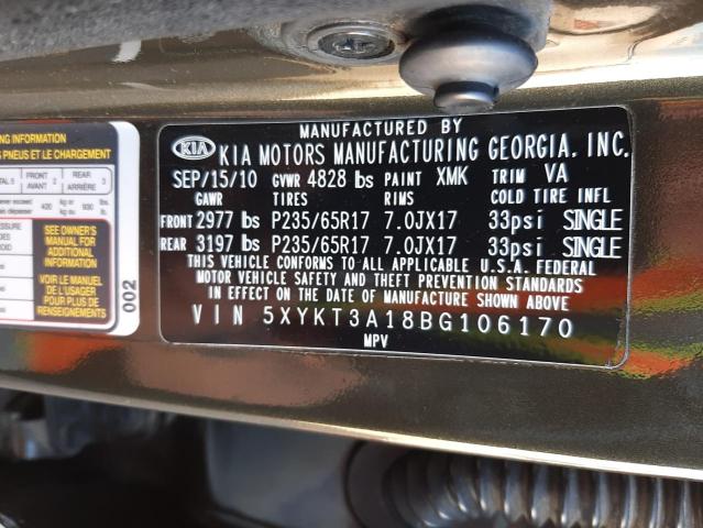Photo 10 from auction – 2011 KIA SORENTO BA with VIN 5XYKT3A18BG106170