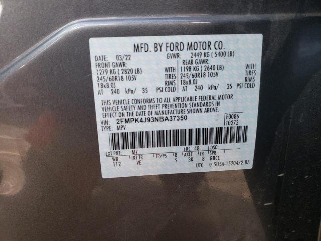 Photo 10 from auction – 2022 FORD EDGE SEL with VIN 2FMPK4J93NBA37350