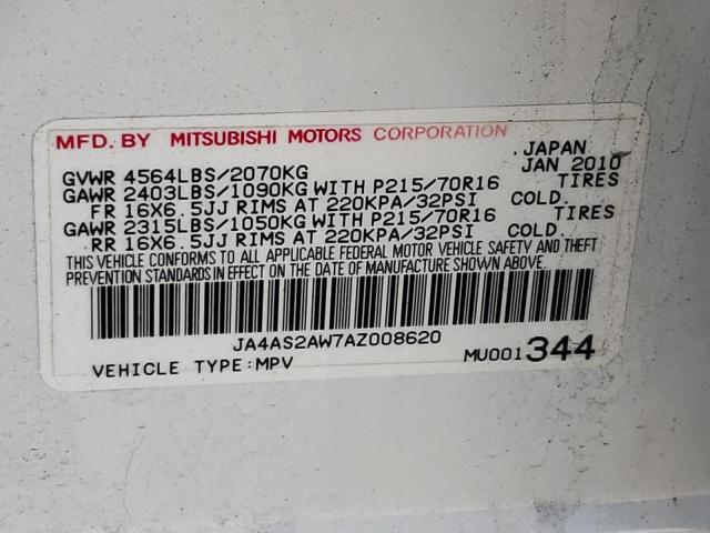 Photo 10 from auction – 2010 MITSUBISHI OUTLANDER with VIN JA4AS2AW7AZ008620