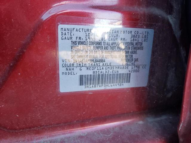 Photo 10 from auction – 2017 NISSAN SENTRA S with VIN 3N1AB7AP3HL644984