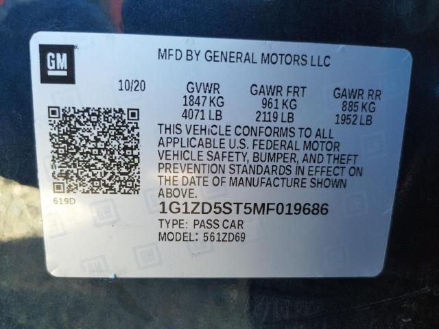 Photo 10 from auction – 2021 CHEVROLET MALIBU LT with VIN 1G1ZD5ST5MF019686