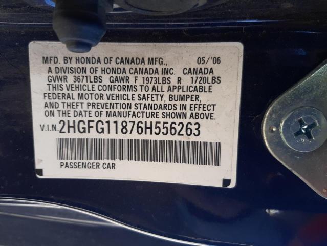 Photo 10 from auction – 2006 HONDA CIVIC EX with VIN 2HGFG11876H556263