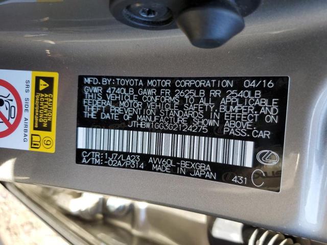 Photo 10 from auction – 2016 LEXUS ES 300H with VIN JTHBW1GG3G2124275