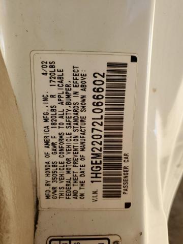 Photo 10 from auction – 2002 HONDA CIVIC EX with VIN 1HGEM22072L066602