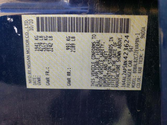 Photo 10 from auction – 2011 NISSAN ALTIMA BAS with VIN 1N4AL2AP5BN423624