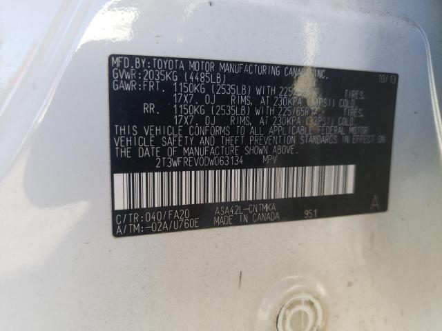 Photo 10 from auction – 2013 TOYOTA RAV4 XLE with VIN 2T3WFREV0DW063134