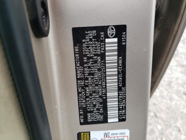 Photo 10 from auction – 2007 TOYOTA CAMRY CE with VIN 4T1BE46K27U725771