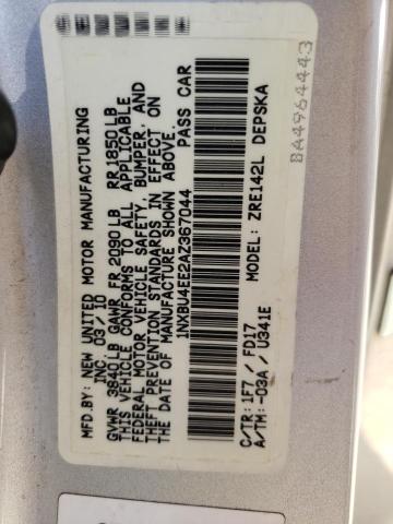 Photo 10 from auction – 2010 TOYOTA COROLLA BA with VIN 1NXBU4EE2AZ367044