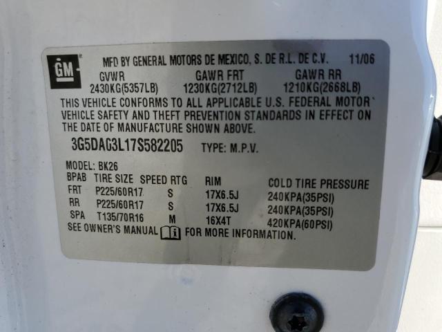 Photo 10 from auction – 2007 BUICK RENDEZVOUS with VIN 3G5DA03L17S582205