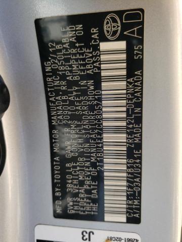 Photo 10 from auction – 2012 TOYOTA COROLLA BA with VIN 2T1BU4EE7CC805710