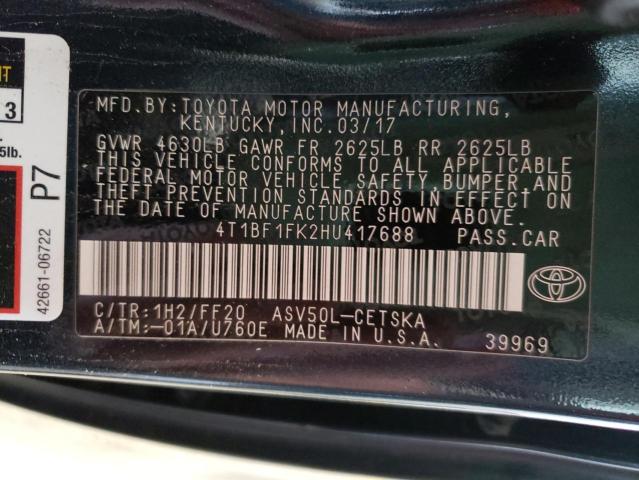 Photo 10 from auction – 2017 TOYOTA CAMRY LE with VIN 4T1BF1FK2HU417688