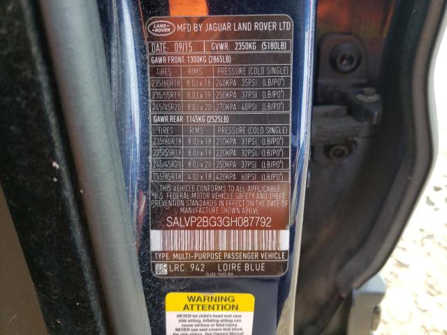 Photo 10 from auction – 2016 LAND ROVER RANGE ROVE with VIN SALVP2BG3GH087792