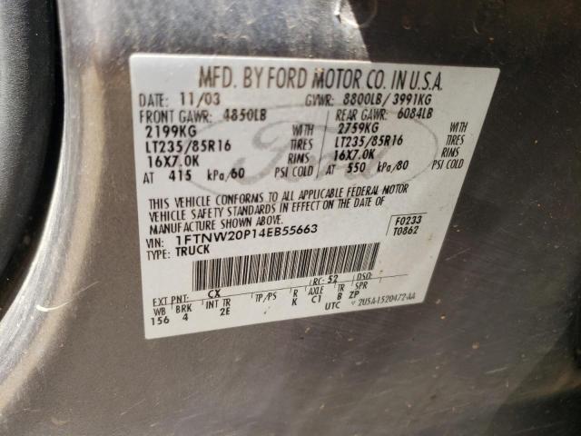 Photo 10 from auction – 2004 FORD F250 SUPER with VIN 1FTNW20P14EB55663