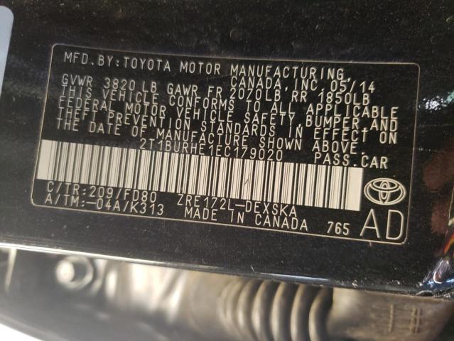 Photo 10 from auction – 2014 TOYOTA COROLLA L with VIN 2T1BURHE1EC179020