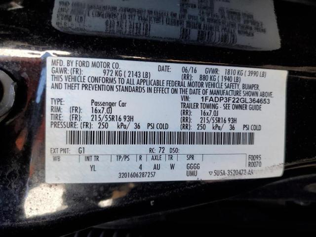Photo 10 from auction – 2016 FORD FOCUS SE with VIN 1FADP3F22GL364653