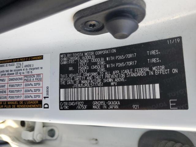 Photo 10 from auction – 2020 TOYOTA 4RUNNER SR with VIN JTEBU5JR0L5777451