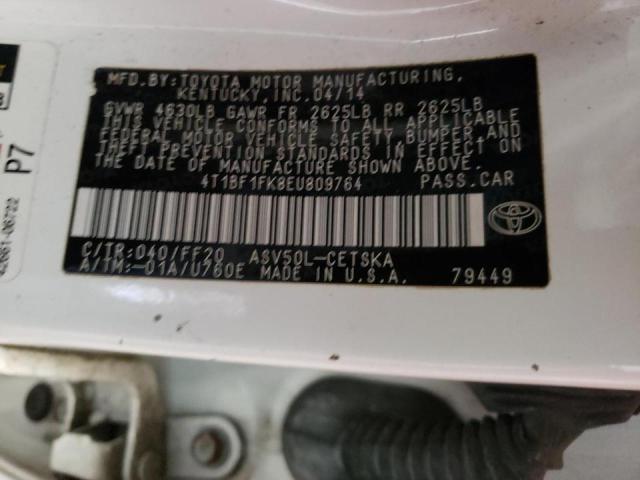Photo 10 from auction – 2014 TOYOTA CAMRY L with VIN 4T1BF1FK8EU809764