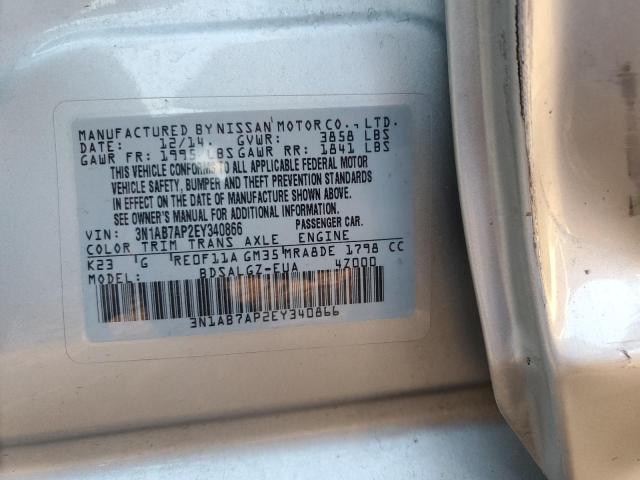 Photo 10 from auction – 2014 NISSAN SENTRA S with VIN 3N1AB7AP2EY340866