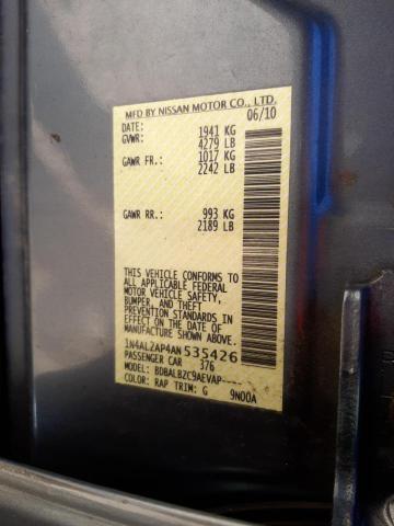 Photo 10 from auction – 2010 NISSAN ALTIMA with VIN 1N4AL2AP4AN535426